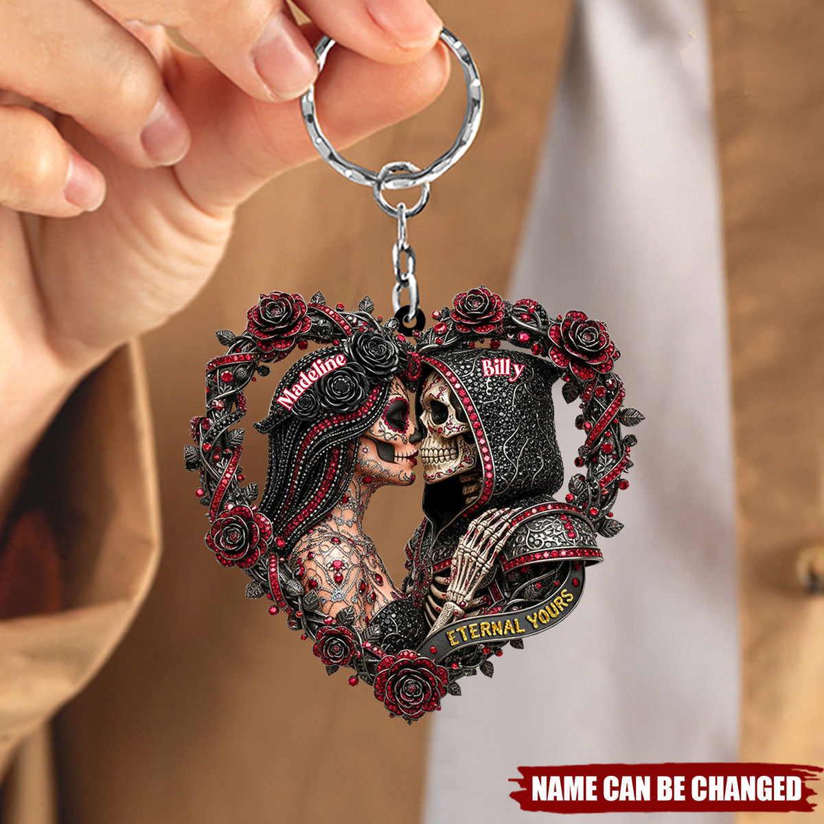 Personalized Skull Couple Acrylic Keychain, Gift For Couples