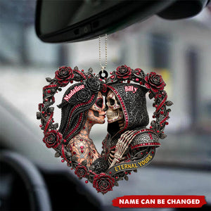 Personalized Skull Couple Acrylic Car Ornament, Gift For Couples