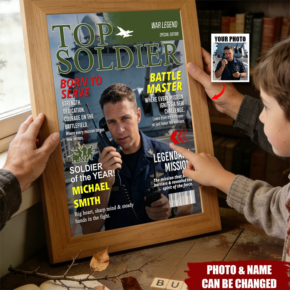 Army Gift Soldier Custom Magazine Poster, Army Retirement Gift for Navy Marine Air Force, Army Gift for Him