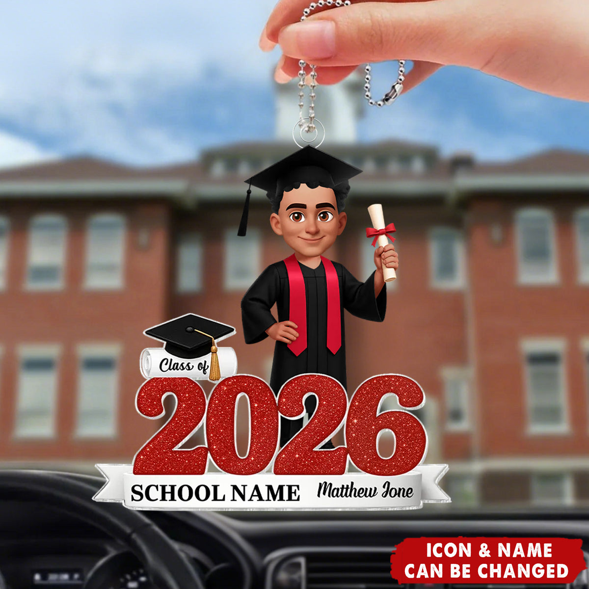 Class Of 2025 2026 Senior - Personalized Acrylic Car Ornament - Gift For Senior