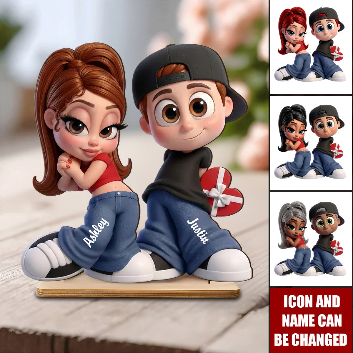 Y2K Couple - Personalized Wooden Plaque - Sentimental Valentine's Day Gift for him, for her