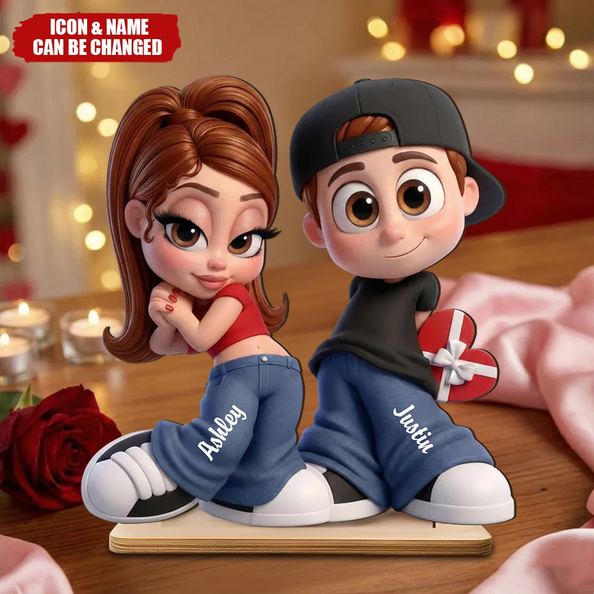 Y2K Couple - Personalized Wooden Plaque - Sentimental Valentine's Day Gift for him, for her