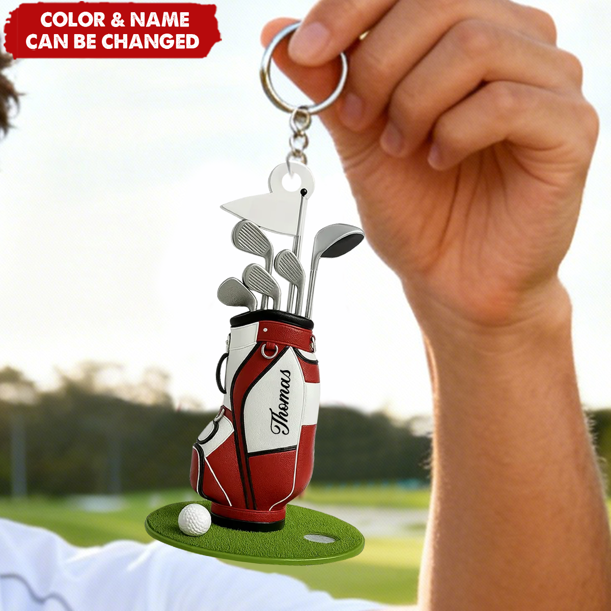 Colorful Golf Bag - Personalized Acrylic Keychain - Gift for Golf Lovers