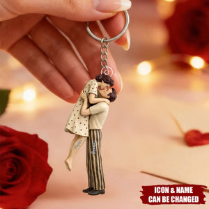 Lucky Is To Have You Mid-Century Couple - Personalized Acrylic Keychain - Anniversary, Valentine's Day Gift