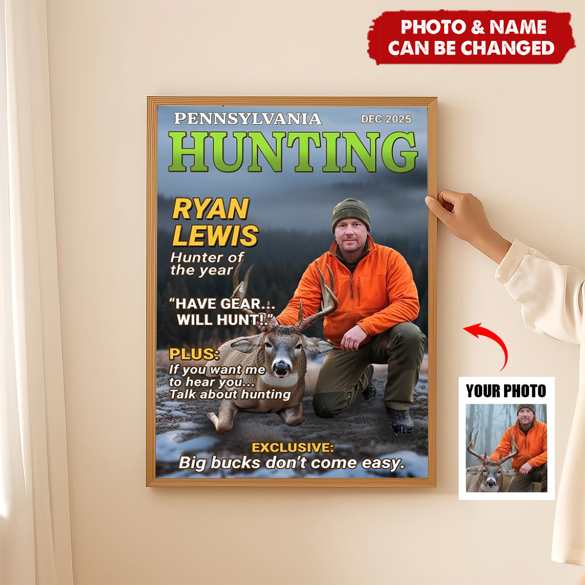 Custom Photo Magazine Vertical Poster - Personalized Christmas Birthday Hunting Gifts For Hunters - Moments Like This Are Earned