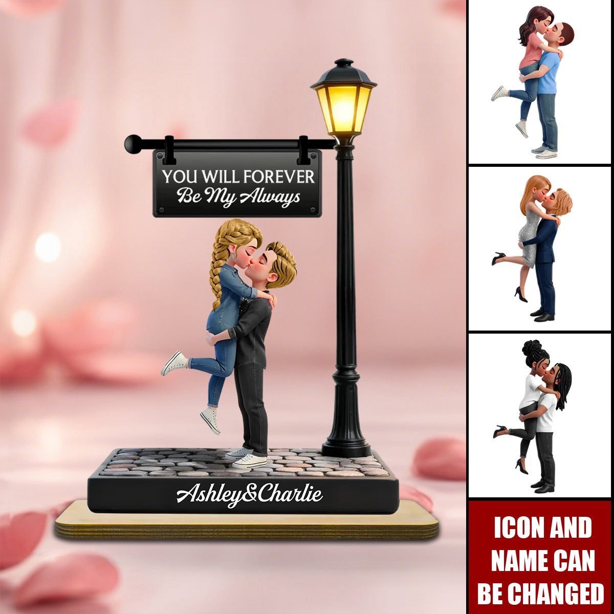 Timeless Love Under The Light - Personalized 2-Layered Wooden Plaque - Heartfelt Valentine's Day Gift For Couple