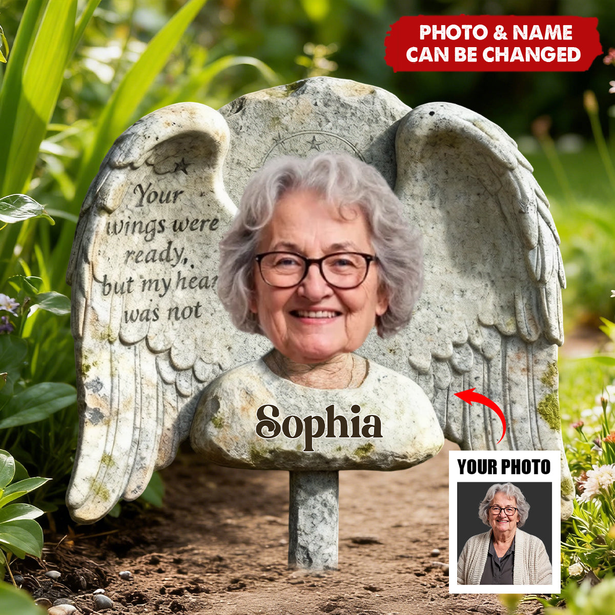 Your Wings Were Ready, But My Heart Was Not - Personalized Memorial Acrylic Garden Sign/ Acrylic Plaque Sign