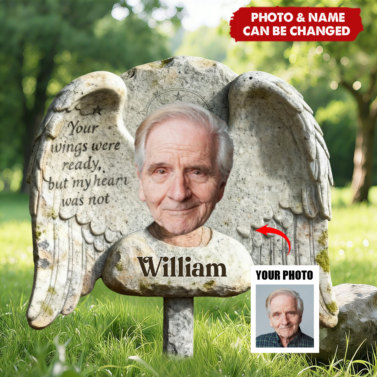 Your Wings Were Ready, But My Heart Was Not - Personalized Memorial Acrylic Garden Sign/ Acrylic Plaque Sign