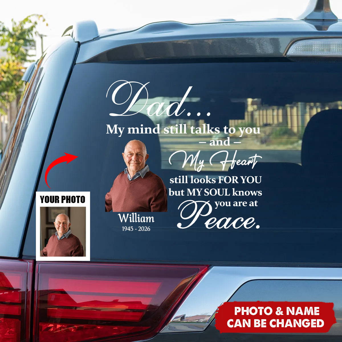 Custom Photo My Mind Still Talks to You Memorial Car Window Decal Sticker