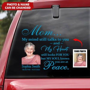 Custom Photo My Mind Still Talks to You Memorial Car Window Decal Sticker
