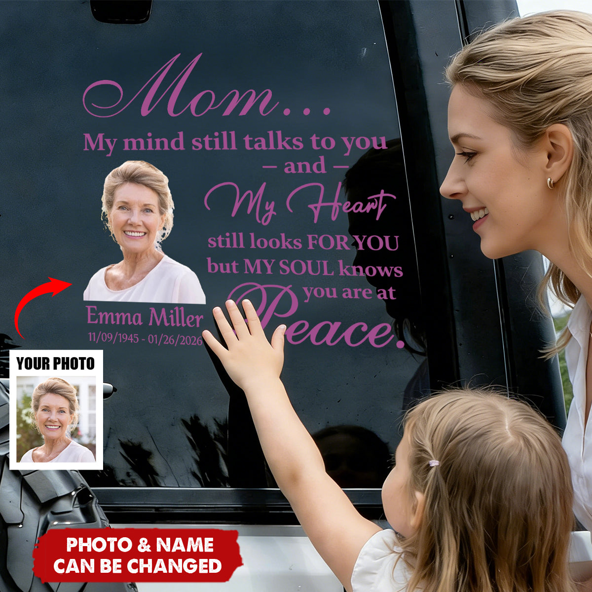 Custom Photo My Mind Still Talks to You Memorial Car Window Decal Sticker