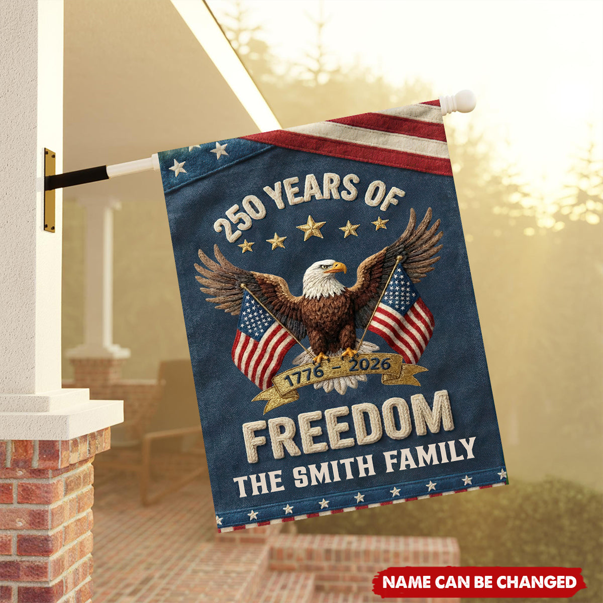 250th Anniversary USA Patriotic Faux Pattern - Personalized Flag