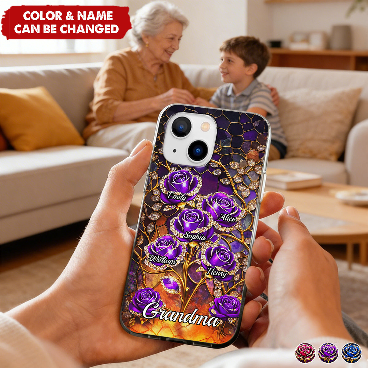 Custom Phone Case - Personalized Mother's Day Birthday Gifts For Mom, Grandma - Happiness Is Being With You