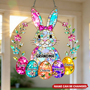 Bunny Grandma Easter Gift - Personalized Stained Glass Suncatcher Ornament - Easter Decor for Grandma