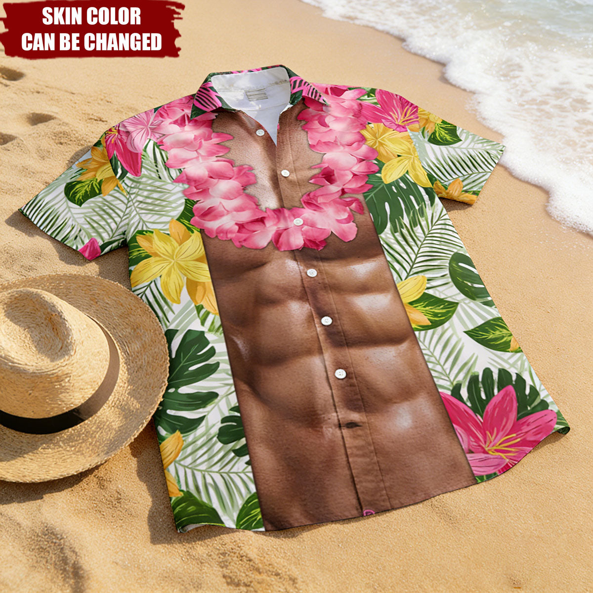 Aloha Funny Abs With Tropical Flowers - Custom Hawaiian Shirts