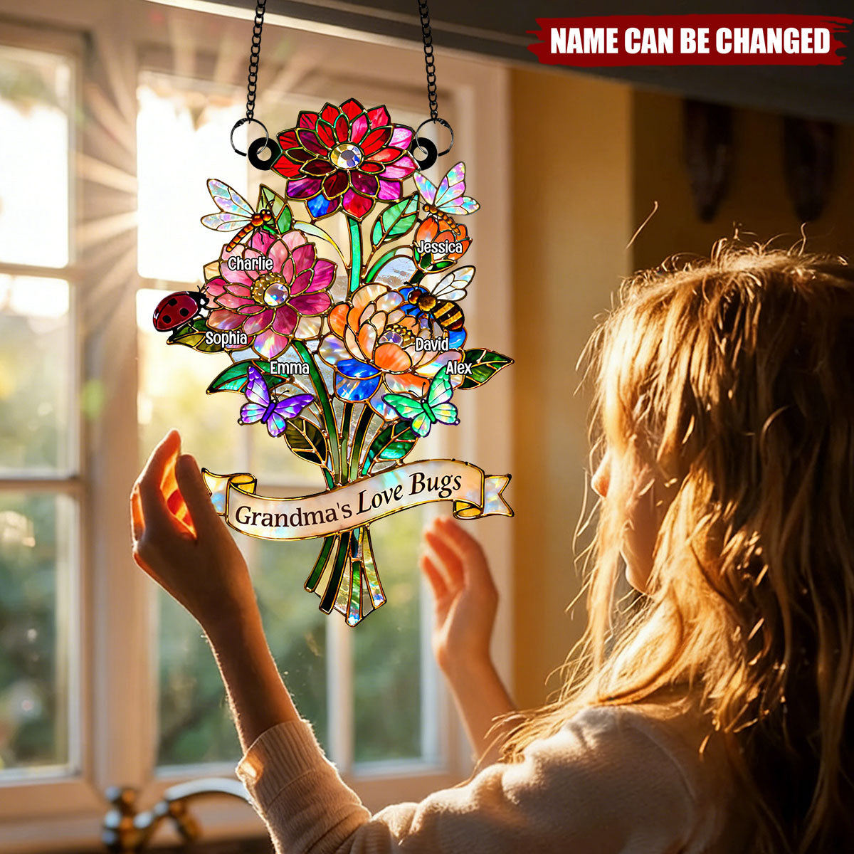 Grandma's Love Bugs Suncatcher Ornament - Personalized Mother's Day Gifts