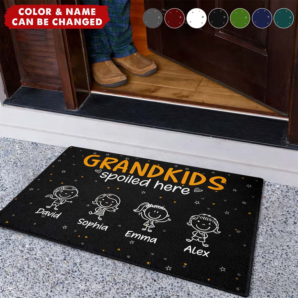 Grandkids Spoiled Here Doodle - Personalized Doormat