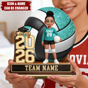 Volleyball Senior Keepsake - Personalized 2-Layered Wooden Plaque - Graduation Gift For Daughter, Graduates, Class of 2026