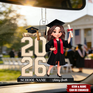 Class Of 2026 2027 Senior - Personalized Acrylic Car Ornament - Graduation Gift For Graduates, Daughter, Son