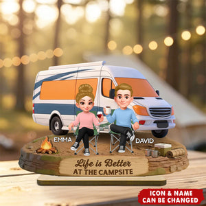 Eternal Love Couple Camping Partners For Life - Personalized 2-Layered Wooden Plaque - Valentine's Day Gift For Couple, For Campers