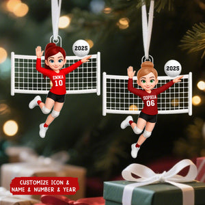 Volleyball Girl In Spike Action - Personalized Acrylic Ornament