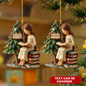 Just A Girl Who Loves Books Personalized Acrylic Ornament - Bookworm Reading Gift For Book Lover
