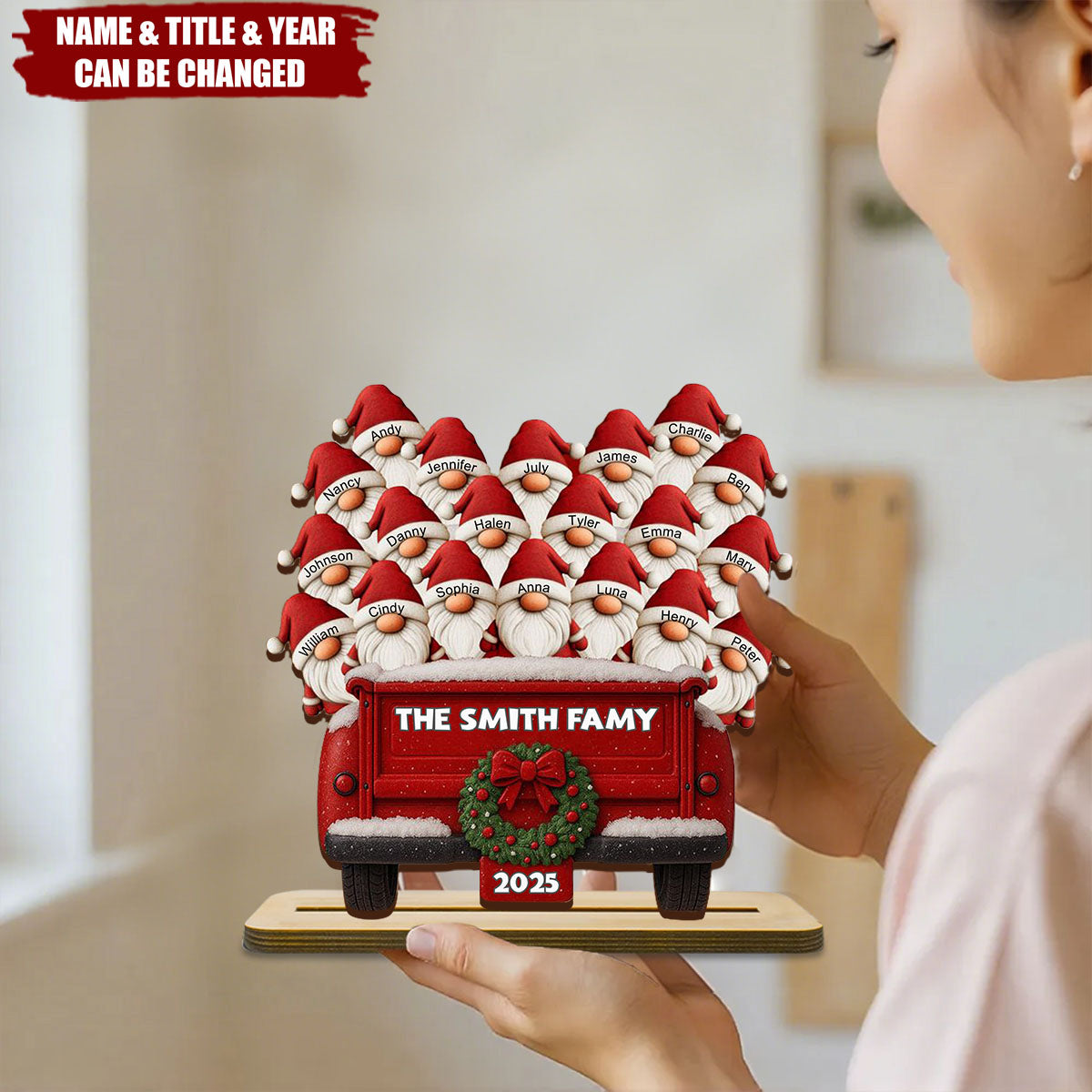 Celebrate Your Family's Unique Bond With Festive Dwarf And Red Truck, Personalized Wood Plaque, Gift For Family