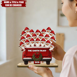Celebrate Your Family's Unique Bond With Festive Dwarf And Red Truck, Personalized Wood Plaque, Gift For Family