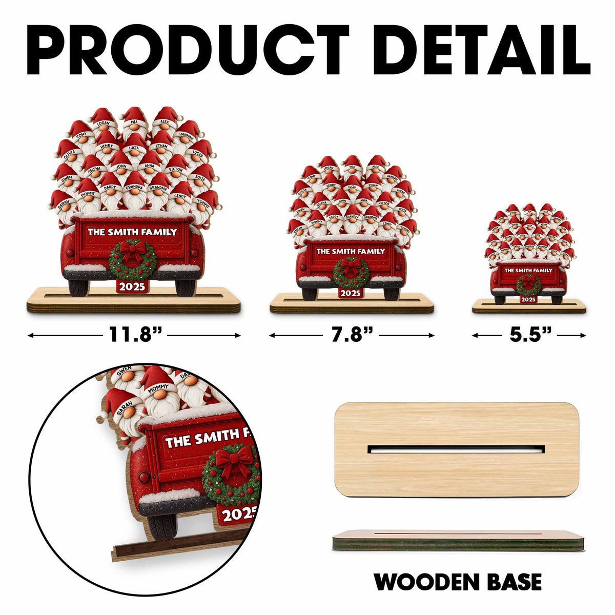 Celebrate Your Family's Unique Bond With Festive Dwarf And Red Truck, Personalized Wood Plaque, Gift For Family