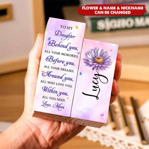 To My Granddaughter Behind You Flowers And Butterflies - Personalized Candle Holder, Gift For Granddaughter