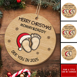 Baby Expecting See You In 2026 - Personalized 2-Layered Wooden Ornament