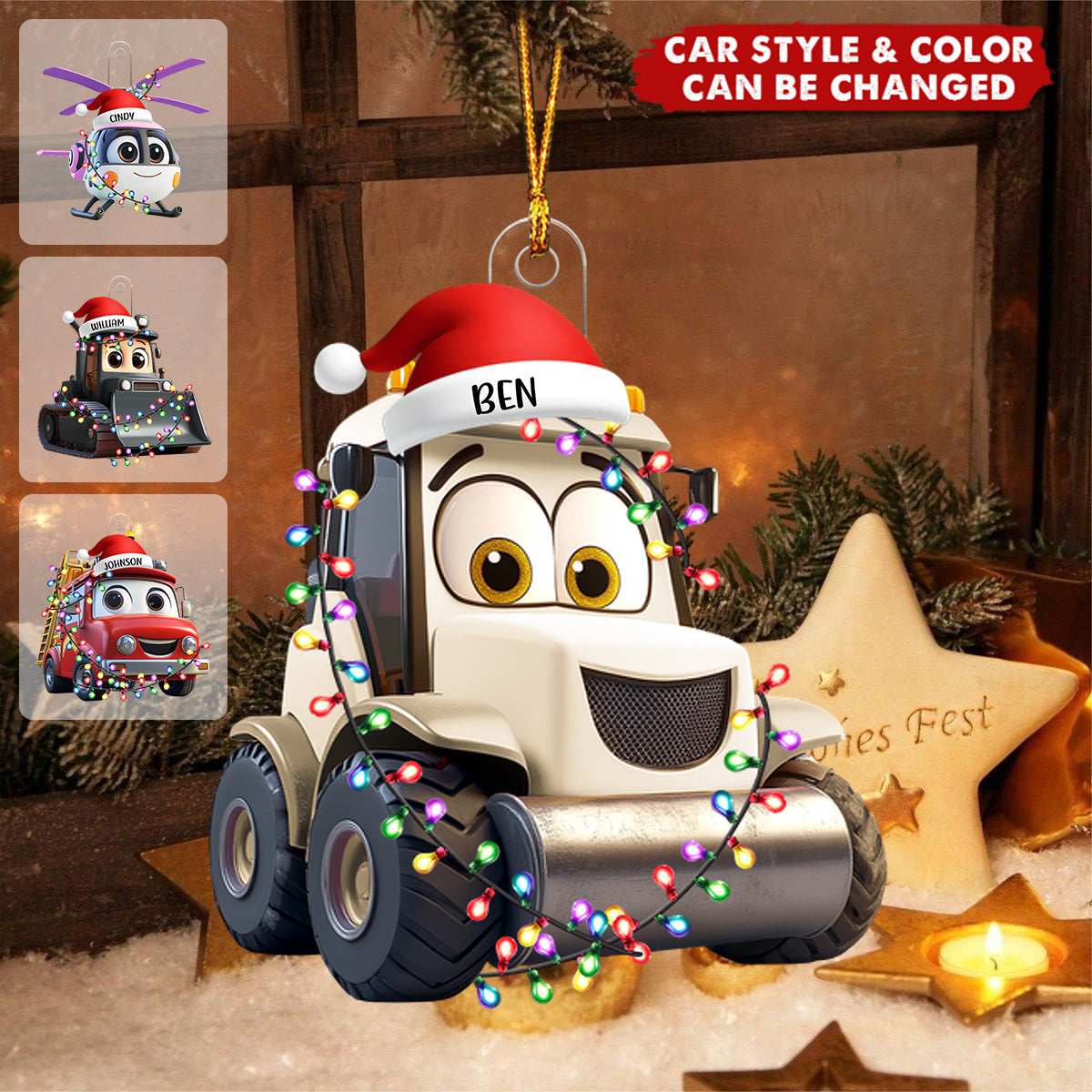 Cute Cartoon Vehicles - Personalized Acrylic Ornament