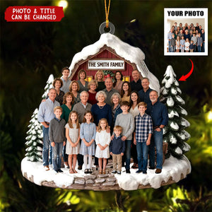 Love Warms Every Christmas Night - Personalized Photo Acrylic Ornament - Christmas Birthday Gifts For Family