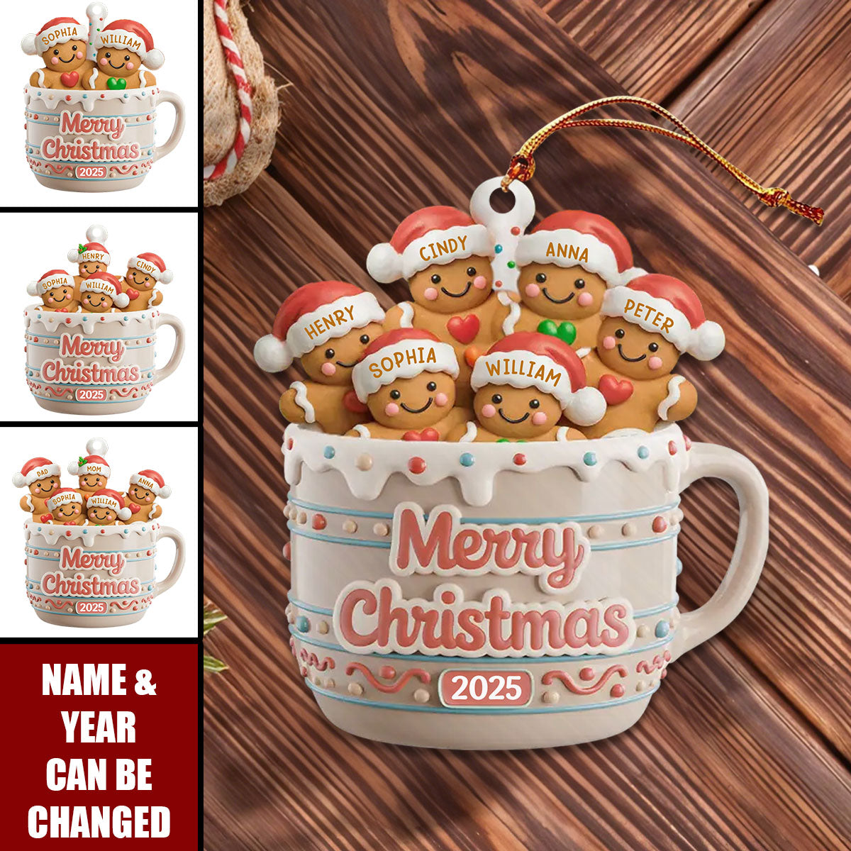 Cookie Crew Forever Personalized Acrylic Ornament - Christmas Birthday Gifts For Mom, Dad, Brother, Sister, Kids
