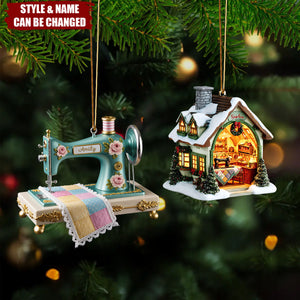 Personalized Sewing Room Machine Quilter Acrylic Ornament - Quilting Studio Seamstress Gift