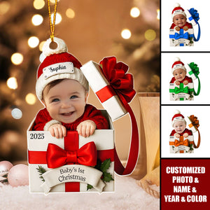 Custom Photo Baby Christmas Gift Box Personalized Acrylic Ornament