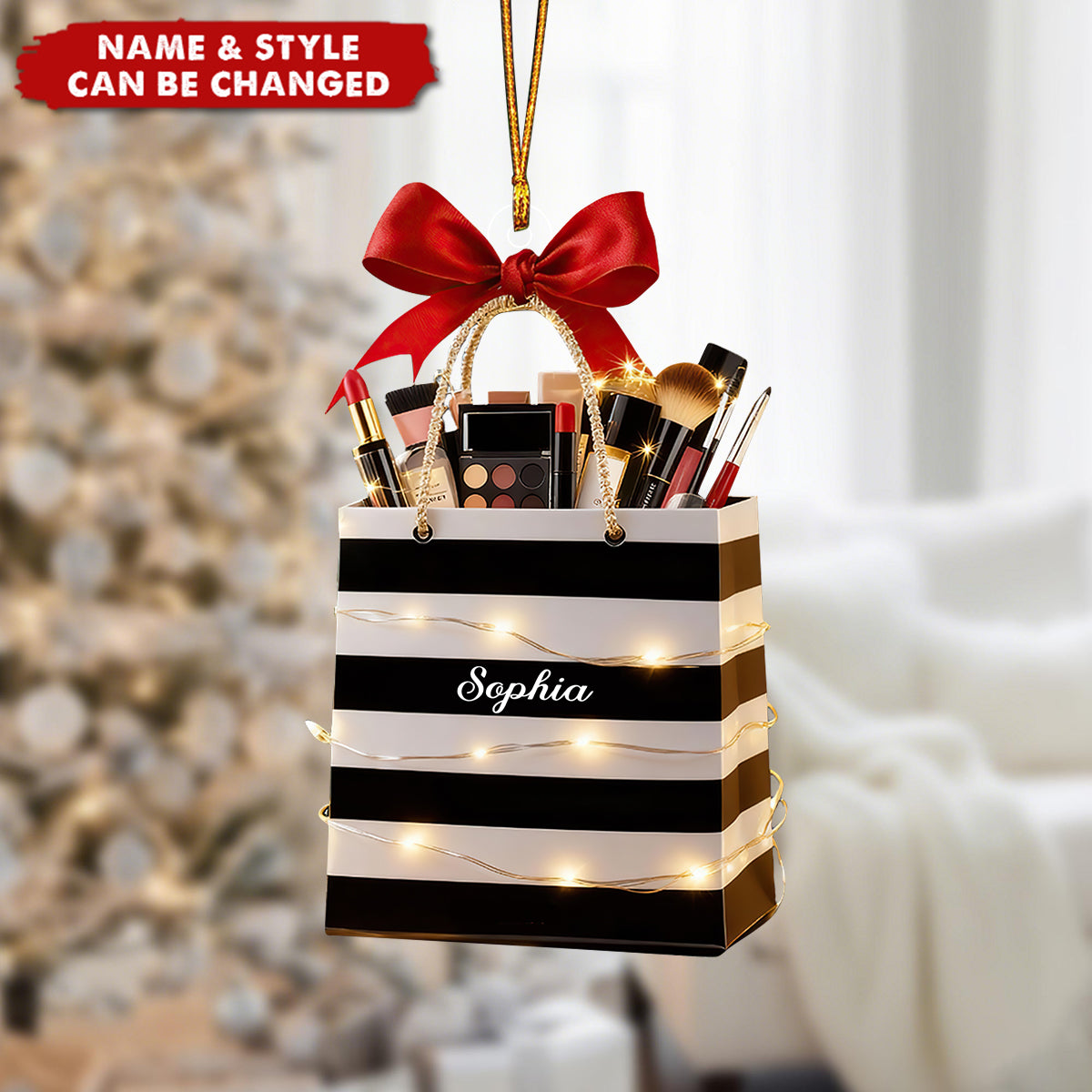 Custom Name Makeup Beauty Brush Personalized Christmas Ornament