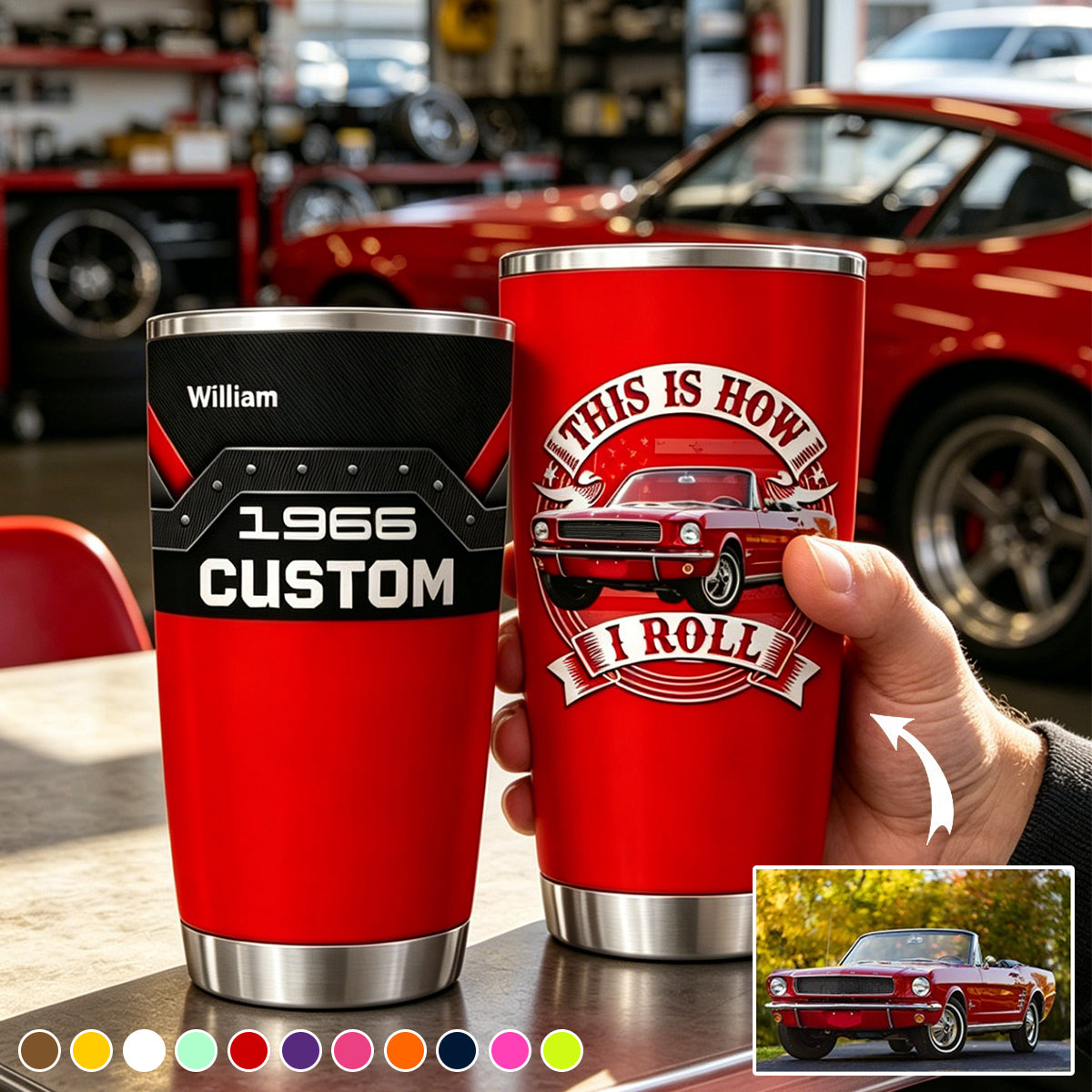 Custom Photo Car Tumbler Gift For Father's Day, Car Lovers