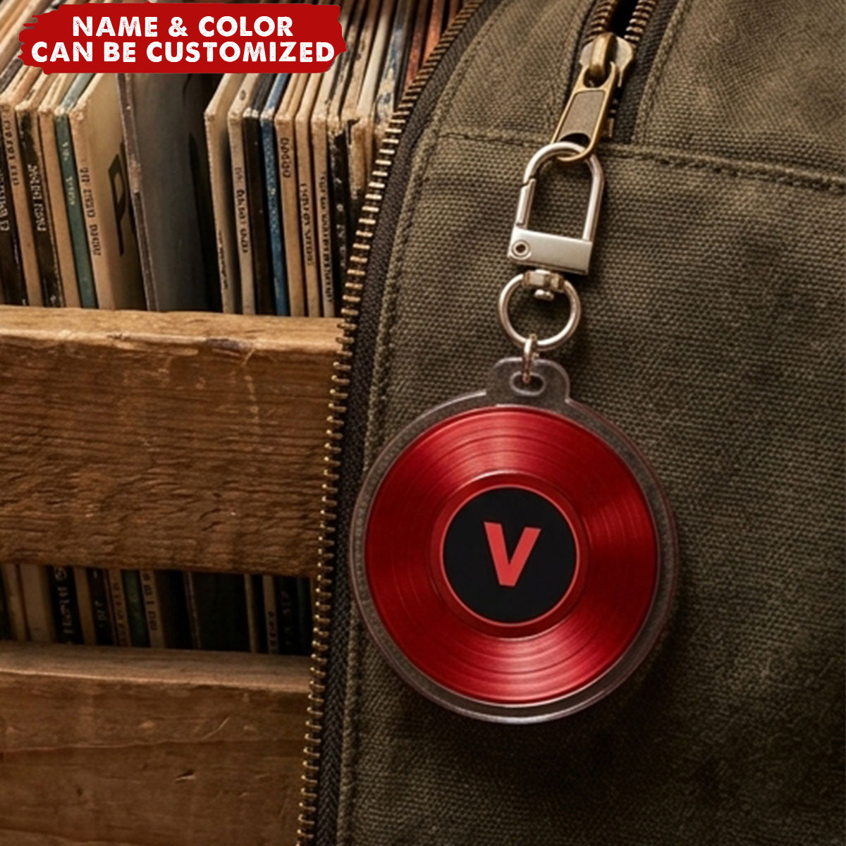 Personalized Tour Vinyl Record Member Name Keychain