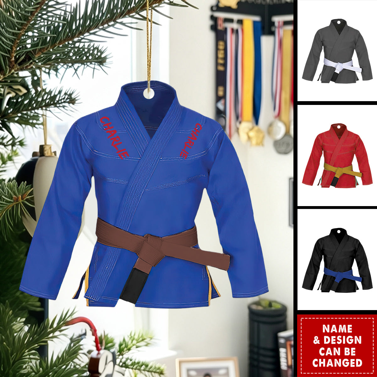 Custom Jiu Jitsu Uniform Ornament, Personalized BJJ Ornament