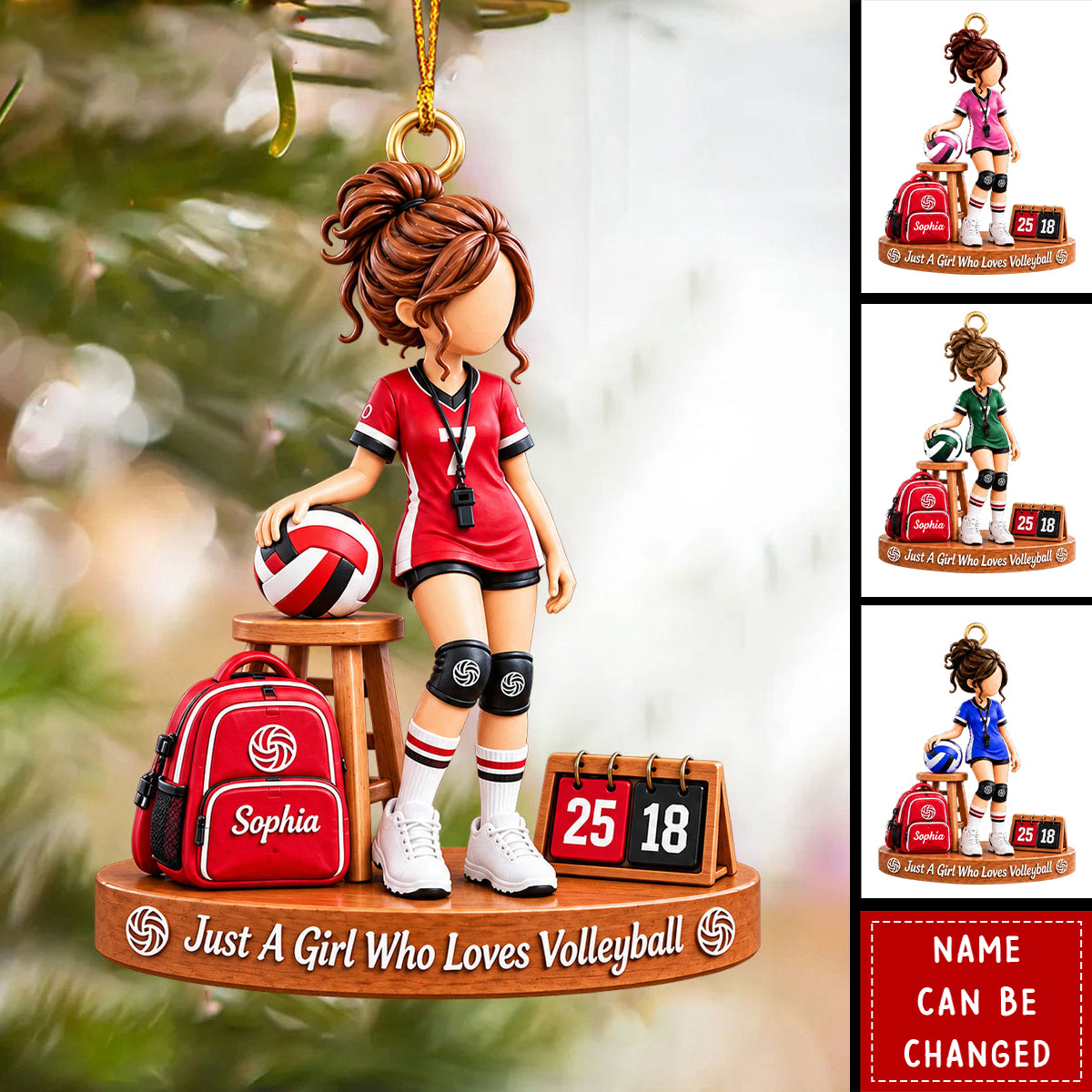 Personalized Volleyball Girl Ornaments - Custom Name Gifts