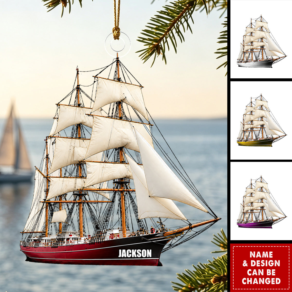 Sailboat Ornament, Sailing Ornament, Personalized Gift, Nautical Ornament, Boat Ornament