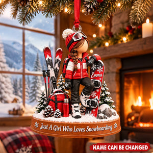 Personalized Snowboard Ornament - Custom Winter Decoration For Girls