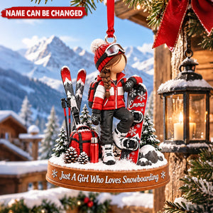 Personalized Snowboard Ornament - Custom Winter Decoration For Girls