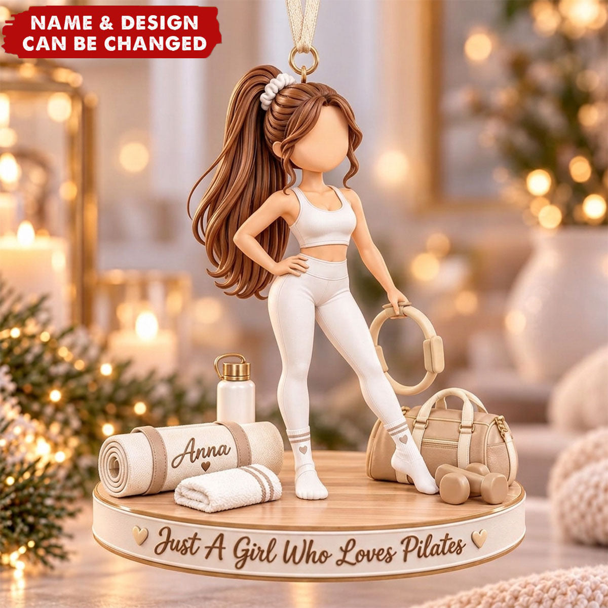 Personalized Pilates Girl Acrylic Ornament - Pilates Lover Gift For Her