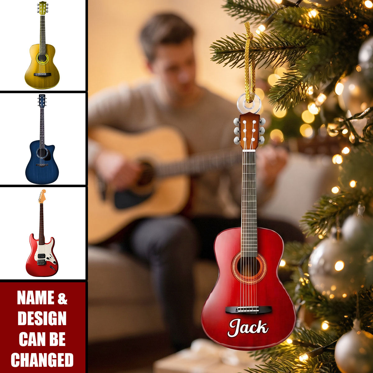 Custom Name, Guitar Type Christmas Gift For Guitarist, Guitar Lovers