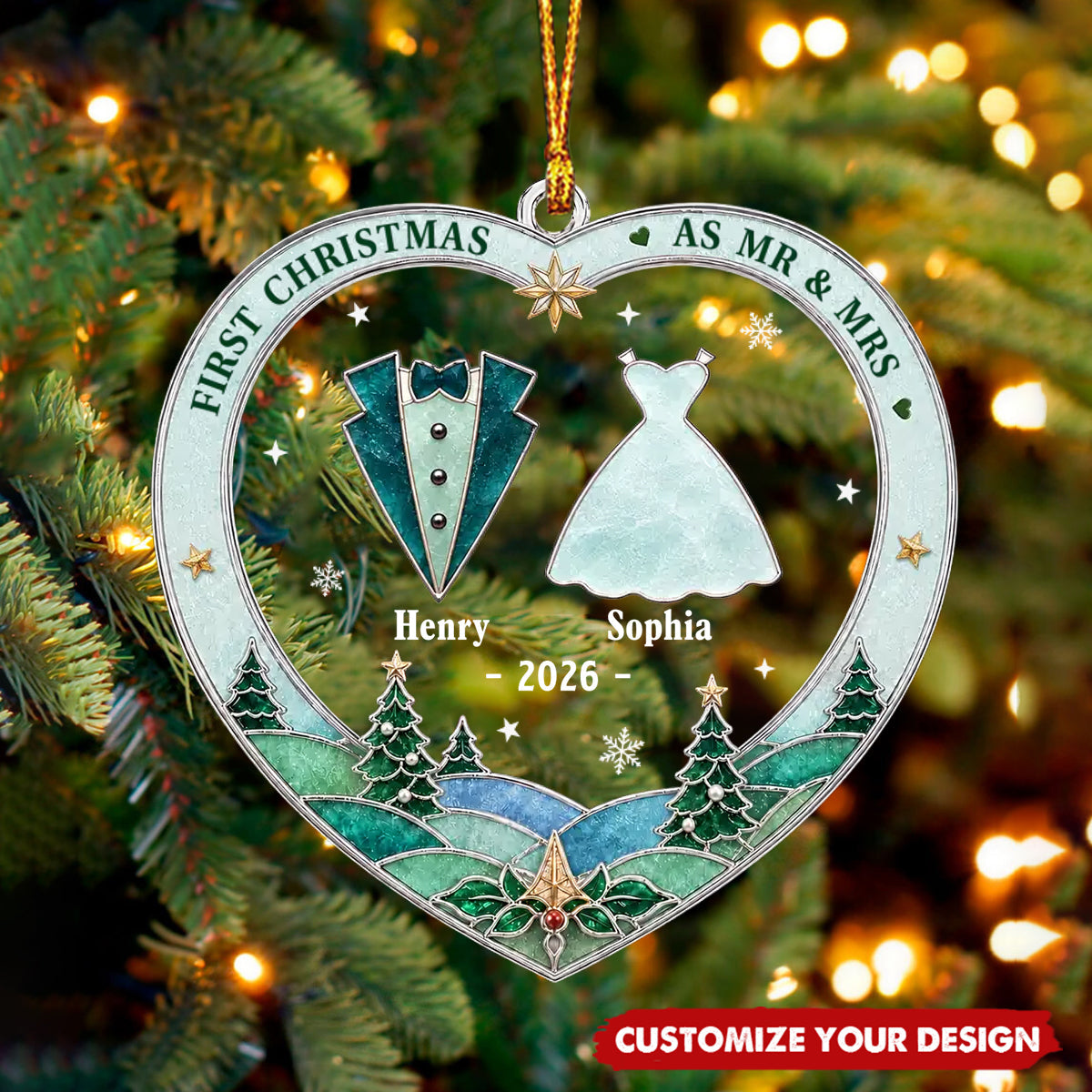 Custom First Christmas Acrylic Ornament - Personalized Anniversary Christmas Wedding Gifts