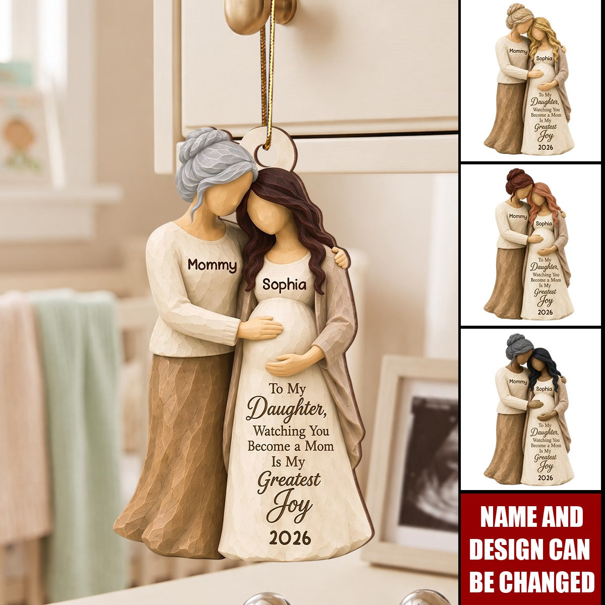 Watching You Become A Mom - Personalized Wooden Ornament - Pregnancy Gift For Daughter