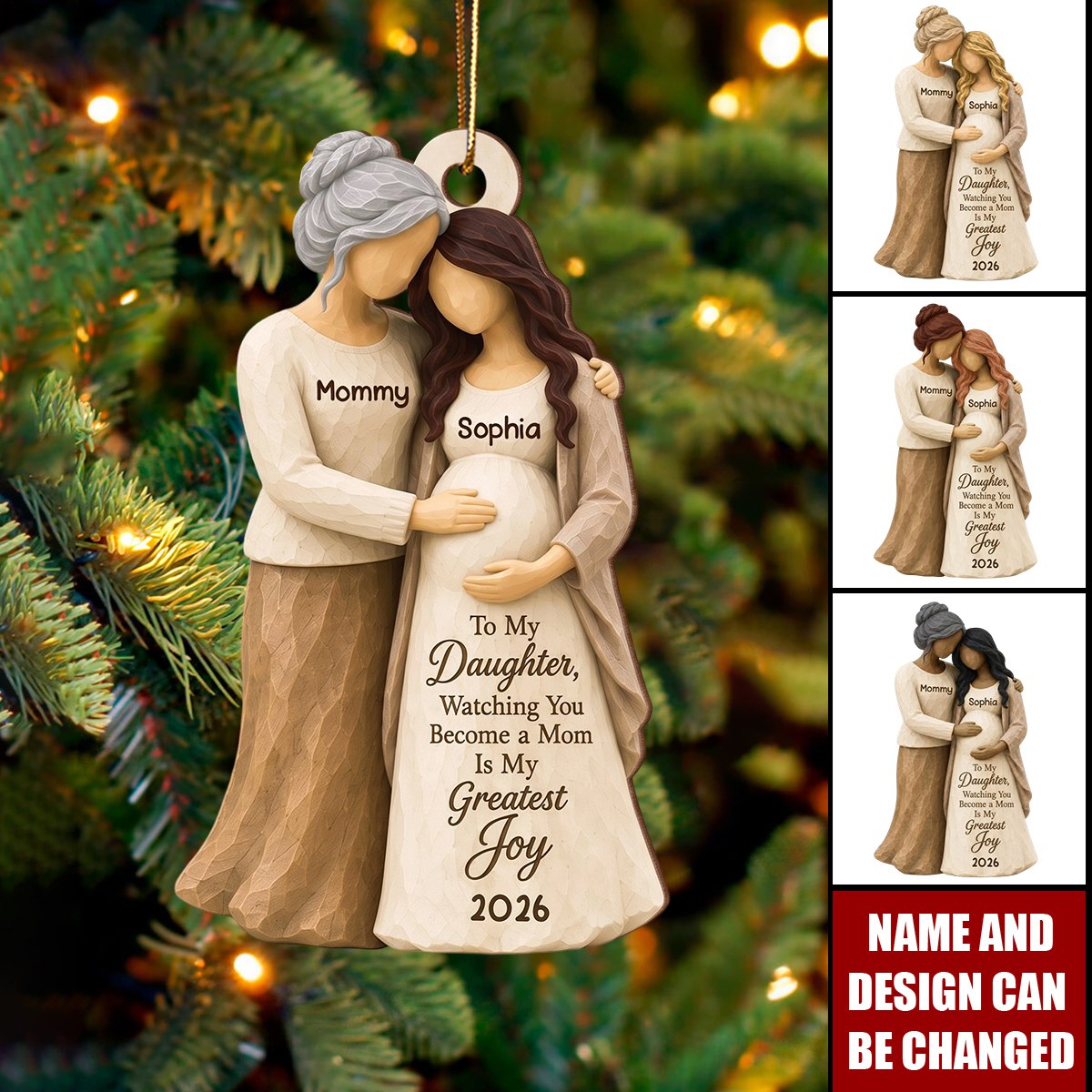 Watching You Become A Mom - Personalized Wooden Ornament - Pregnancy Gift For Daughter