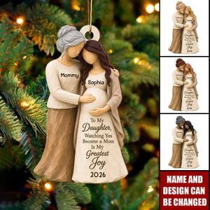 Watching You Become A Mom - Personalized Wooden Ornament - Pregnancy Gift For Daughter